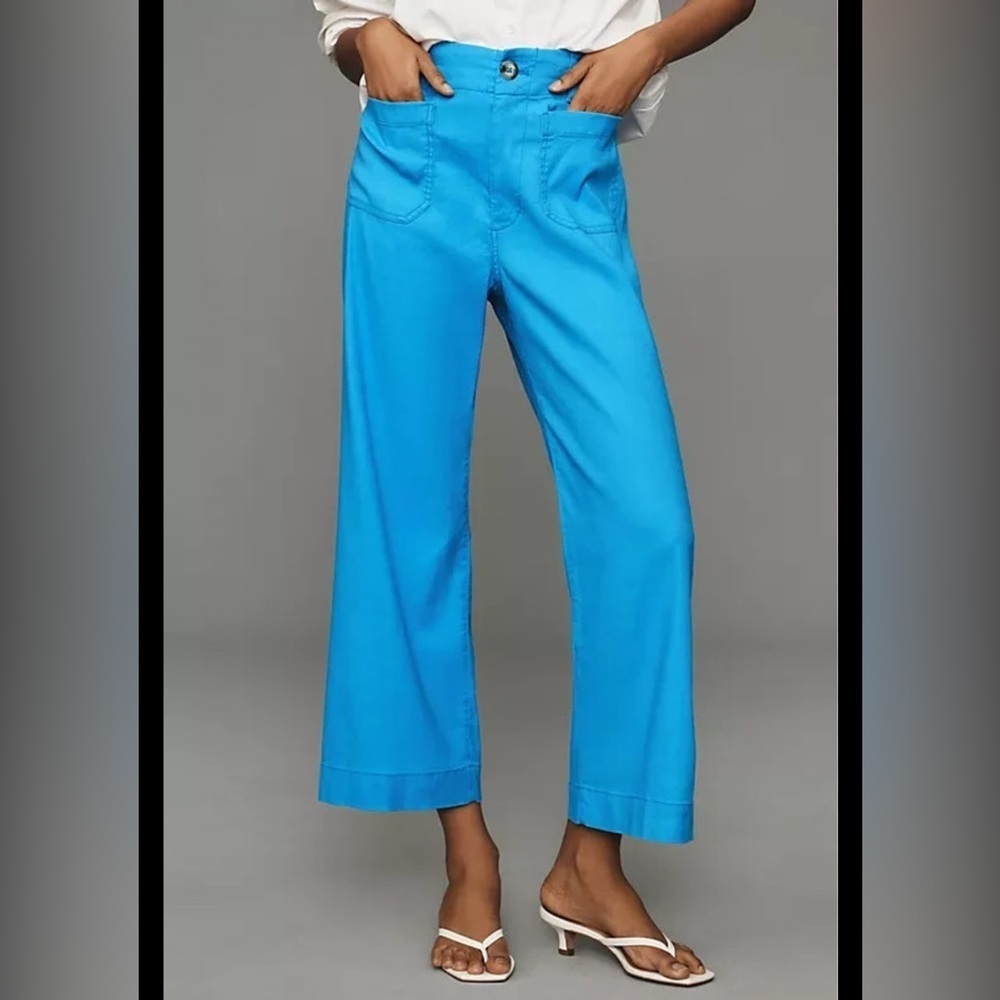Anthropologie The Colette Cropped Wide-Leg Pants by Maeve: Linen Edition